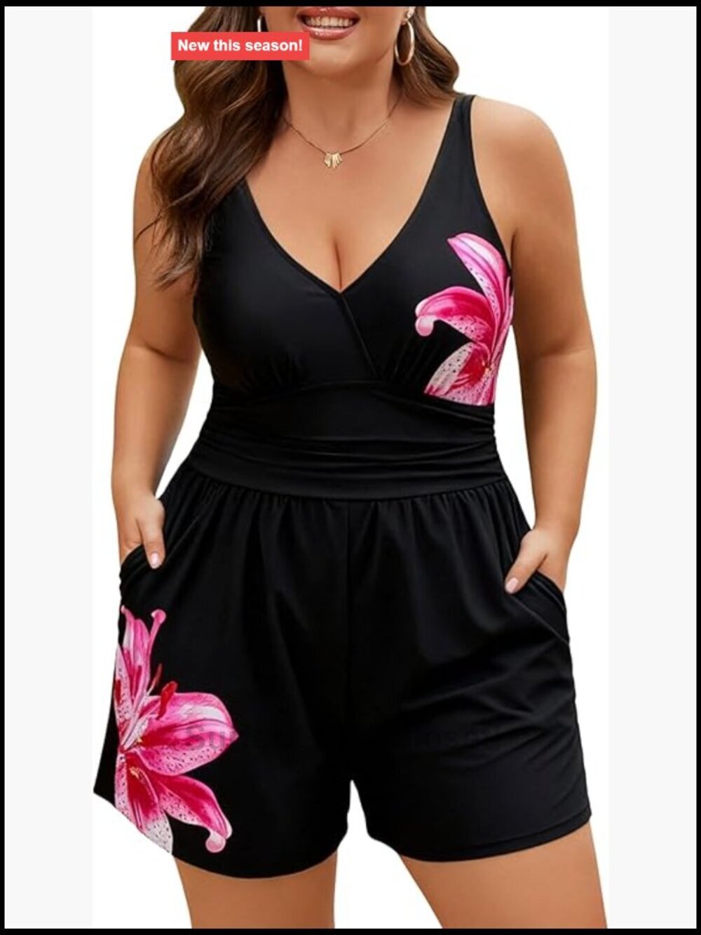 Plus Size One Piece Swimsuit with Shorts Tummy Control Full Coverage Swim Romper
